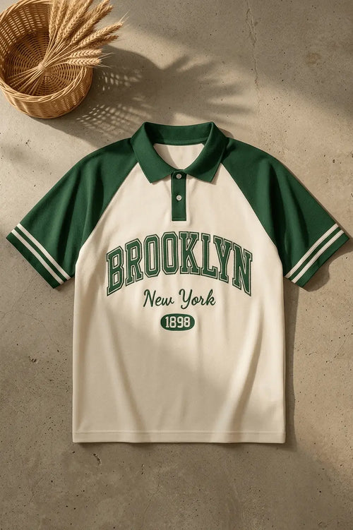 Brookyln printed polo T shirt - The Divine Shop