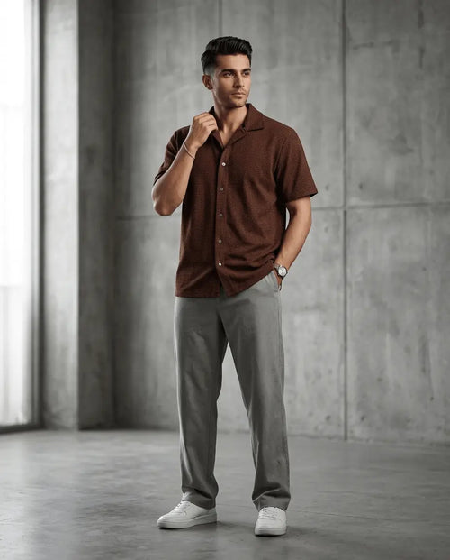 Brownish Texture Casual Shirt - The Divine Shop