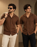 Brownish Texture Casual Shirt The Divine Shop