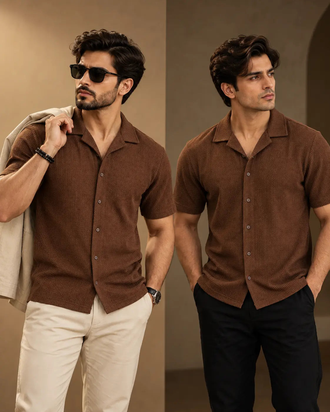 Brownish Texture Casual Shirt The Divine Shop