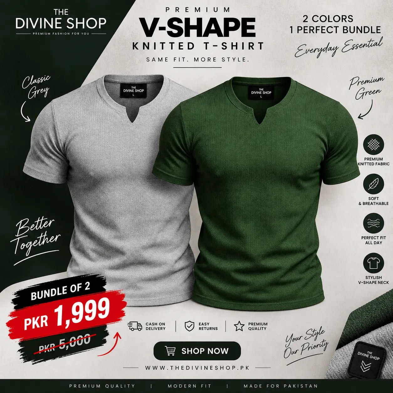 Bundle of 2 Cotton Knitted T-shirt