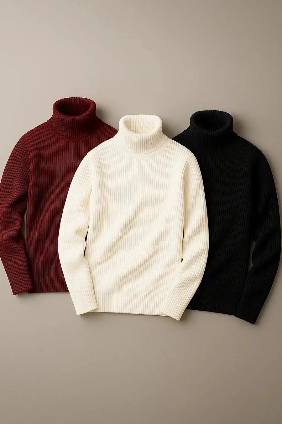 Bundle of 3 Ribbed high neck tops turtleneck sweater