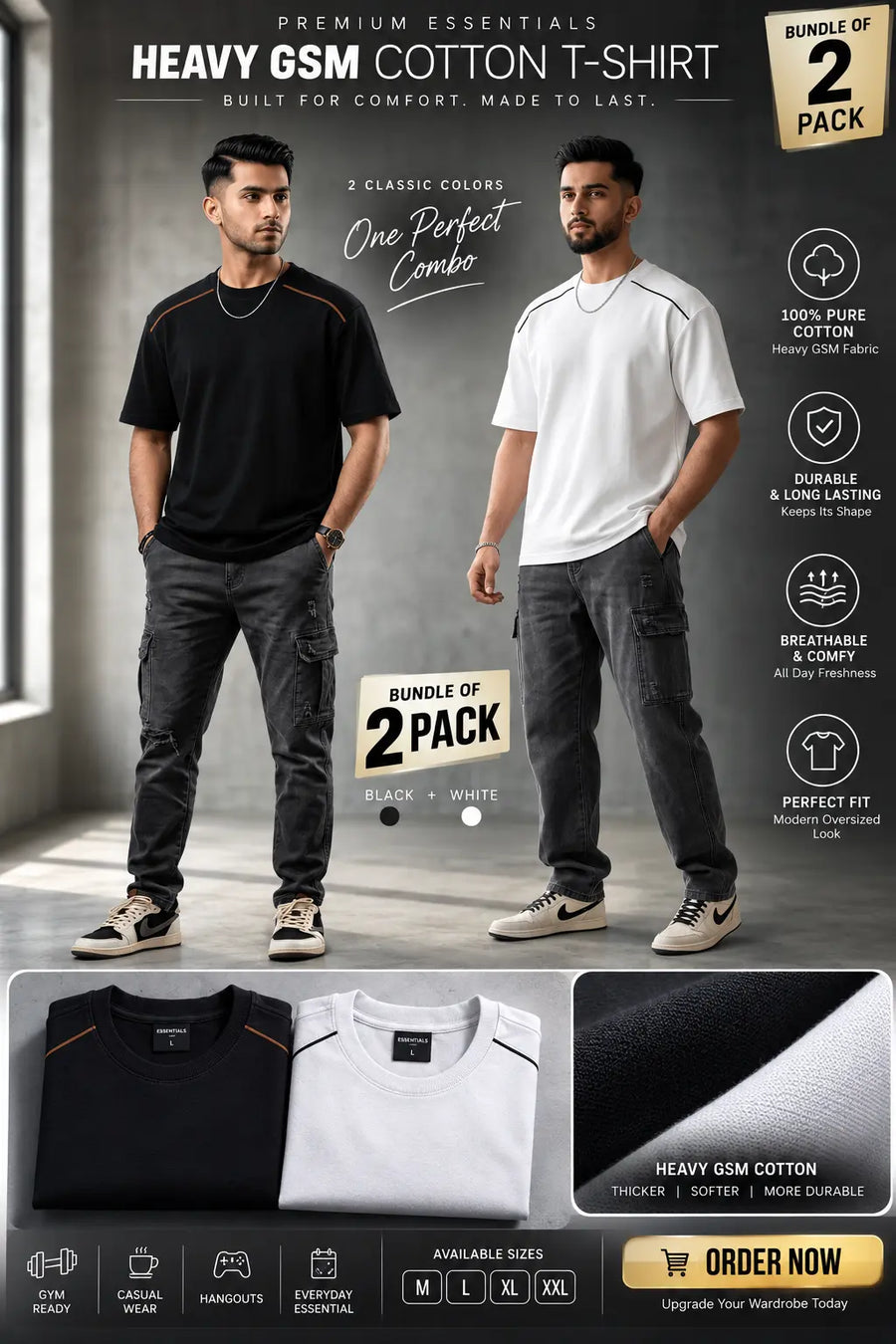 Bundles of 2 – Men’s Minimalist T-Shirt