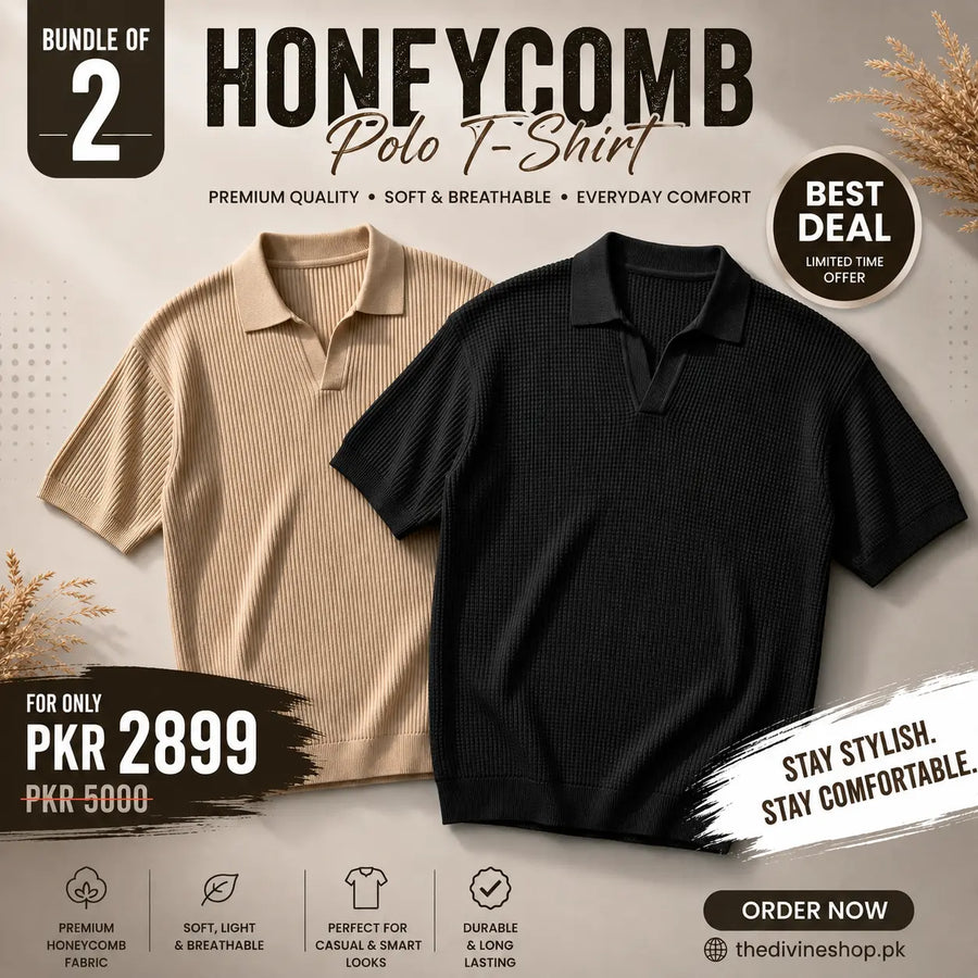 Bundles of 2 –Men’s Honeycomb Polo T-Shirt