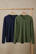 Bundles of 2 cotton knitted crew neck long sleeve shirt - The Divine Shop