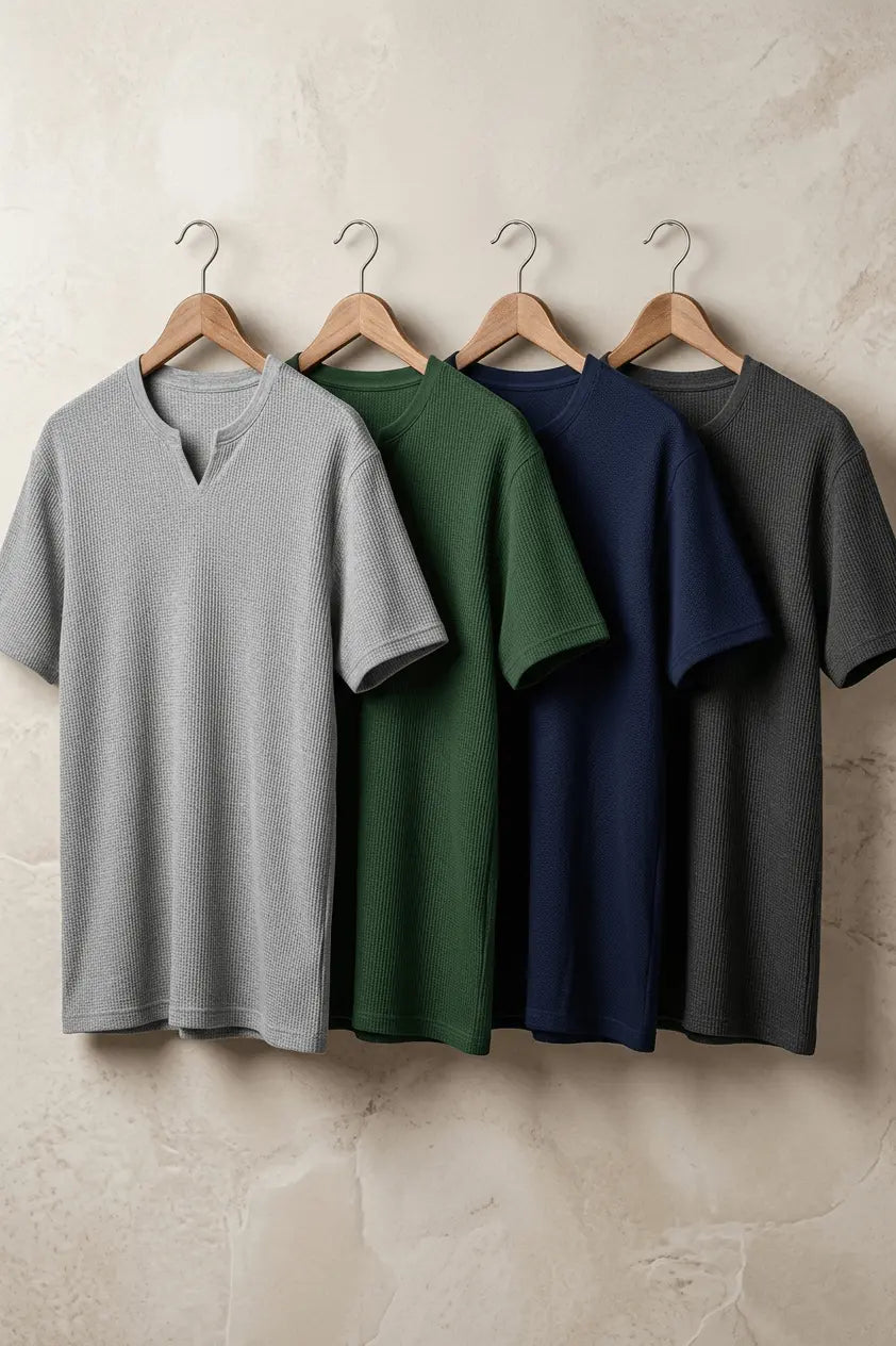 Bundles of 4 v - shape t-shirt cotton knitted - The Divine Shop