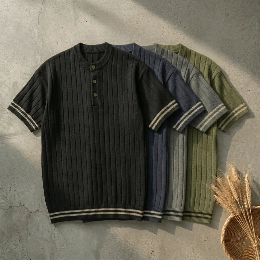 Bundles of 4 –Men’s Oversize Ribbed Henley T-Shirt