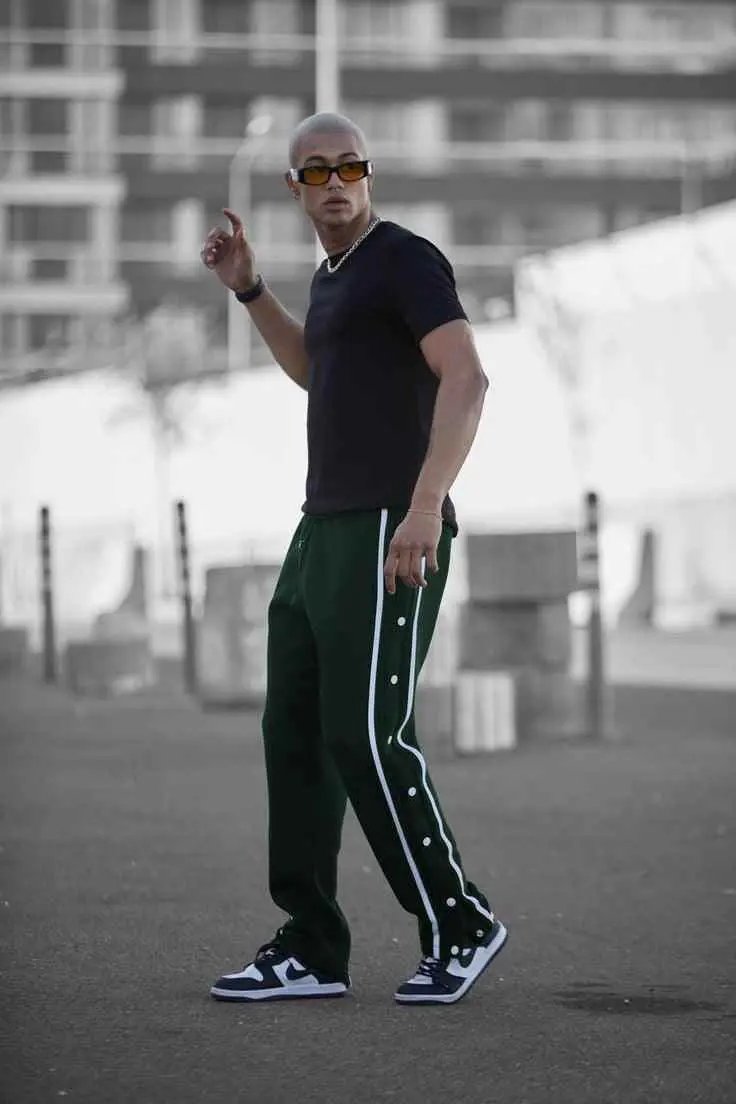 Button stripe Aestehtic Sweatpants Jogger Style (Steel Grey ) - Premium Trouser from The Divine Shop - Just Rs.2250! Shop now at The Divine Shop