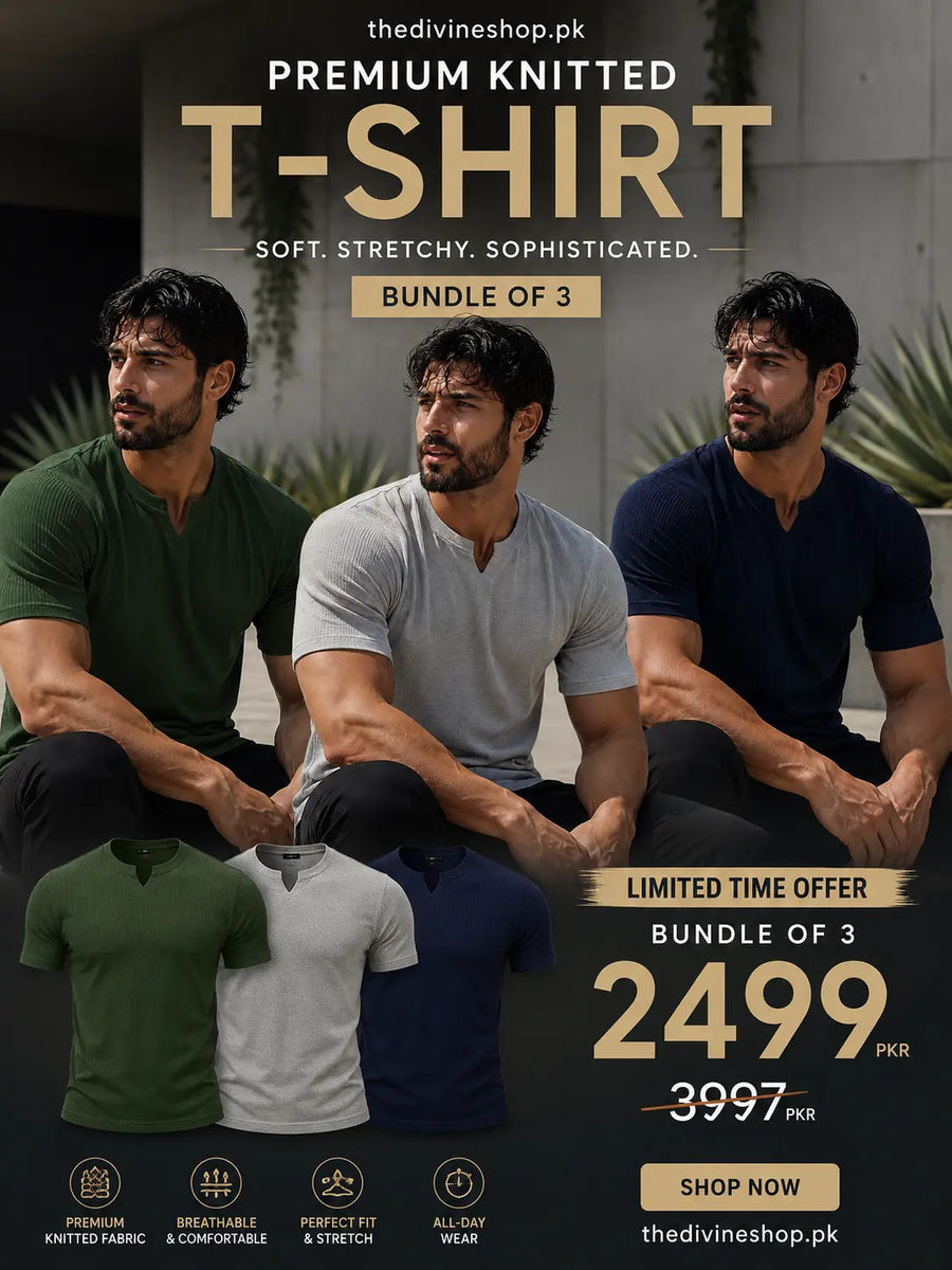 Buy 2 get 1 free Mens fitted v neck knitted tees