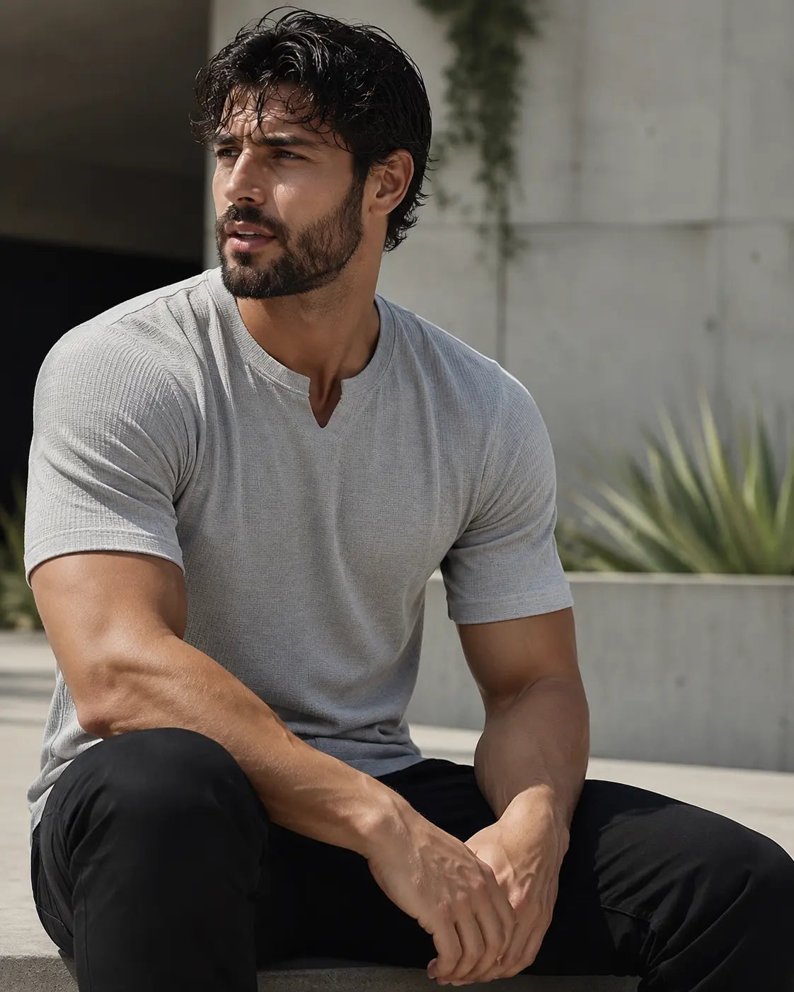 Buy 2 get 1 free Mens fitted v neck knitted tees The Divine Shop