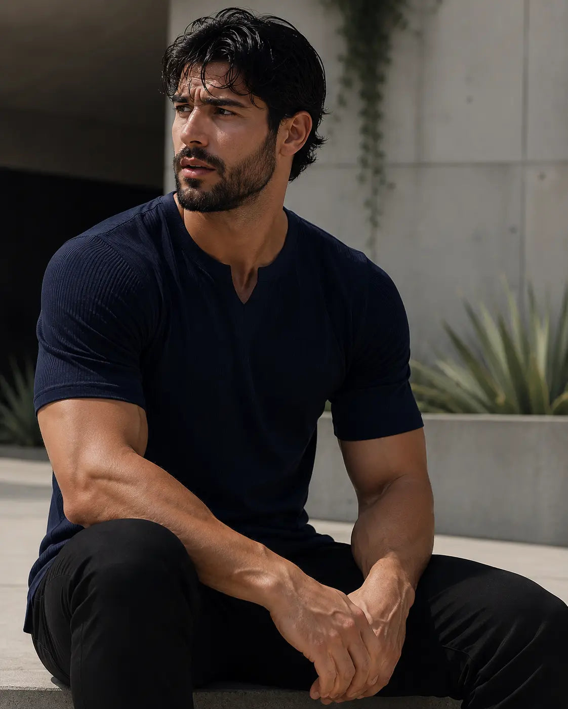 Buy 2 get 1 free Mens fitted v neck knitted tees The Divine Shop