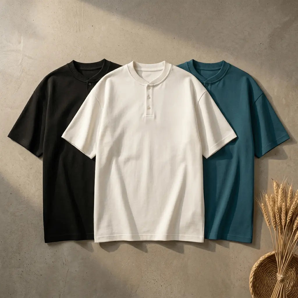 Bundles of 3 –Men’s Slim Fit Henley T-Shirt - The Divine Shop