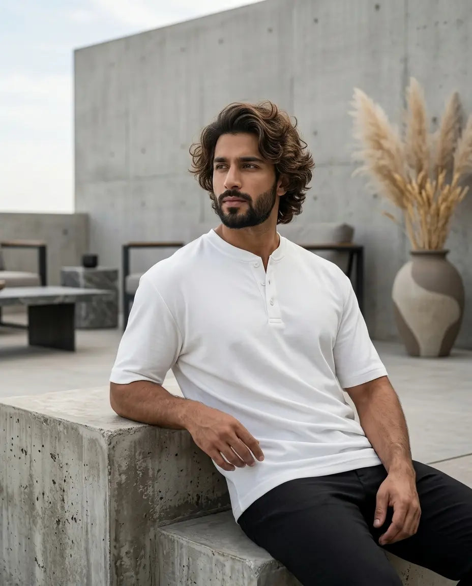 Buy 2 get 1 free –Men’s Slim Fit Henley T-Shirt The Divine Shop