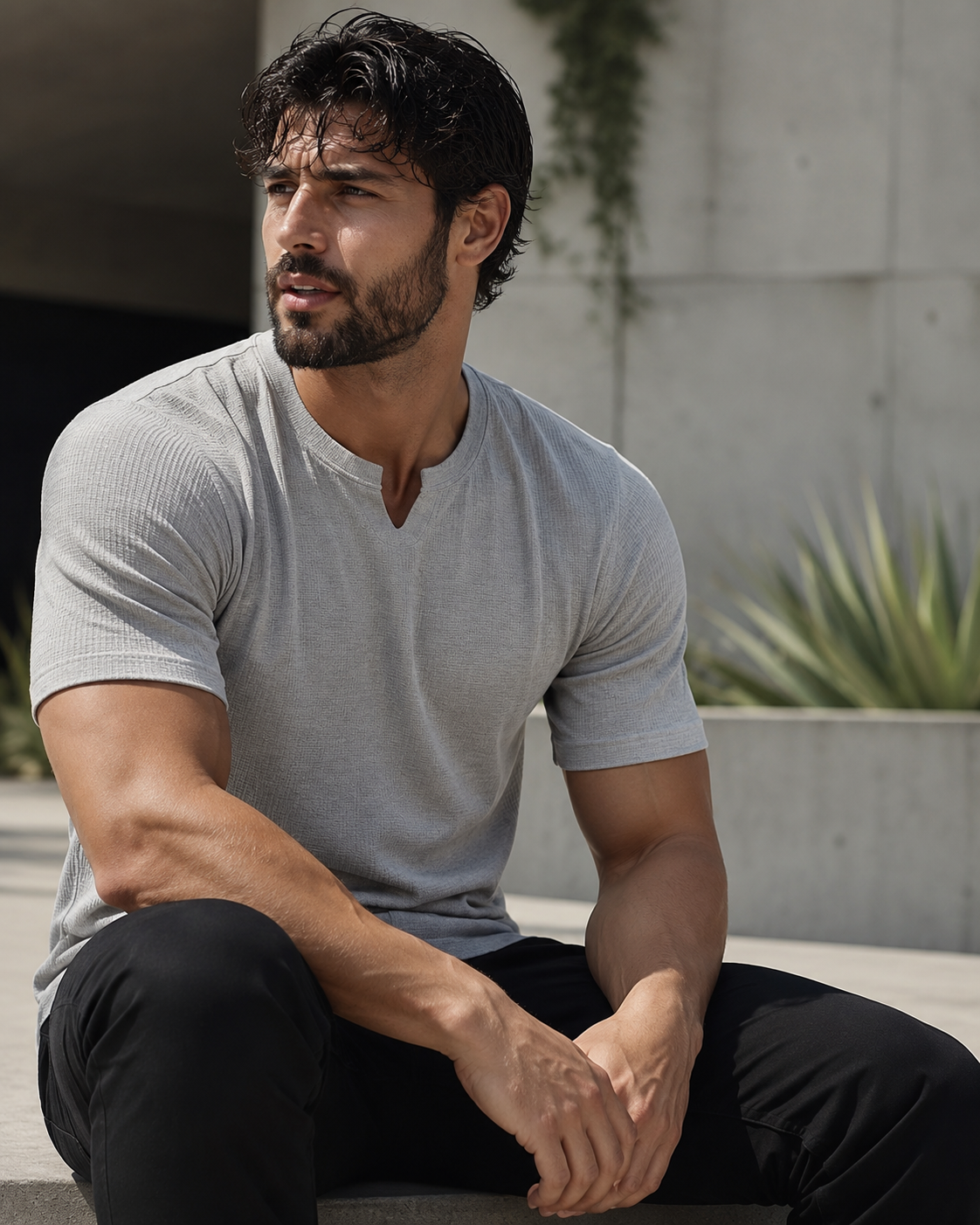 Buy 2 get 1 free Mens fitted v neck knitted tees