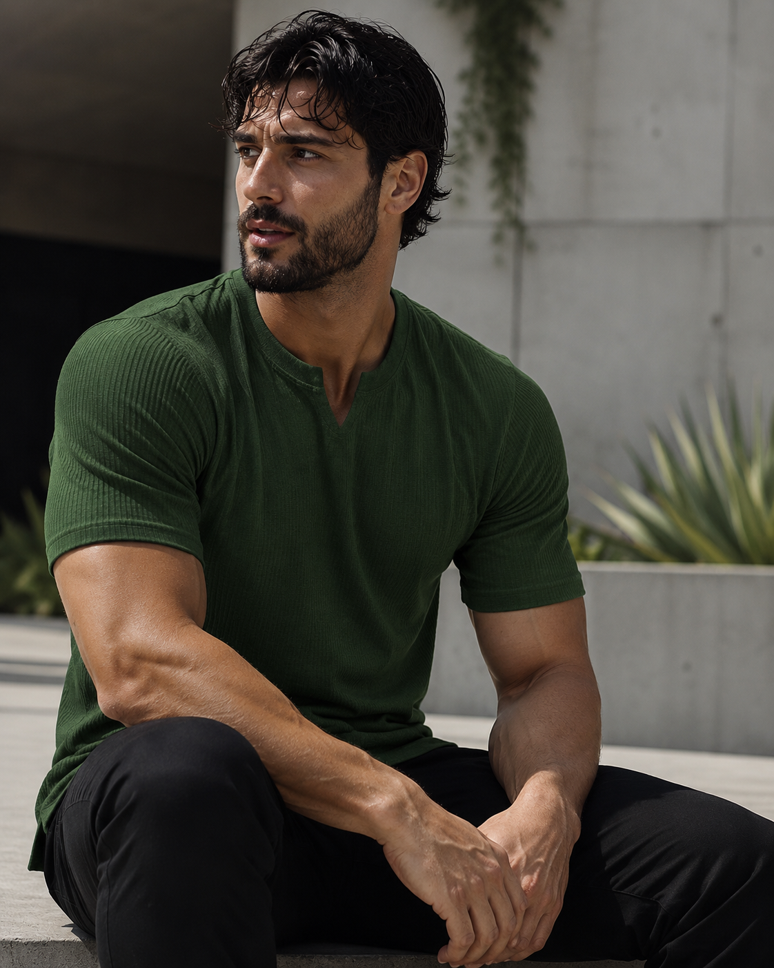 Buy 2 get 1 free Mens fitted v neck knitted tees