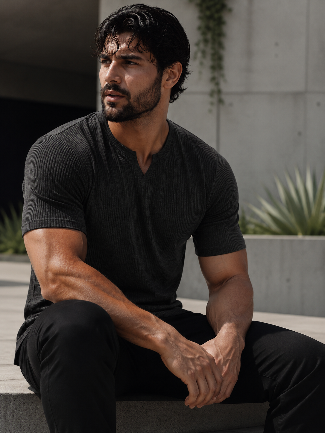 Buy 2 get 1 free Mens fitted v neck knitted tees