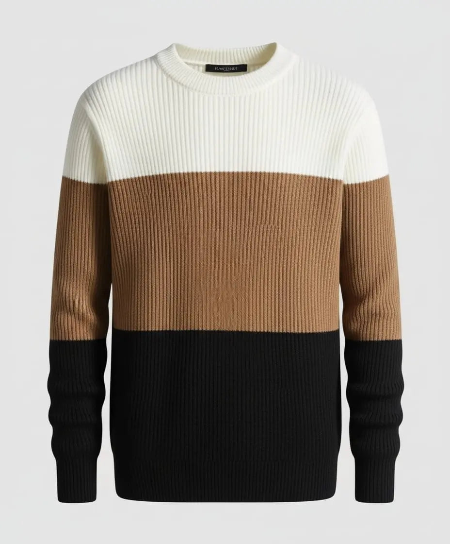 Color blocked ribbed knit sweatshirt style - Premium Sweatshirts from The Divine Shop - Just Rs.2499! Shop now at The Divine Shop