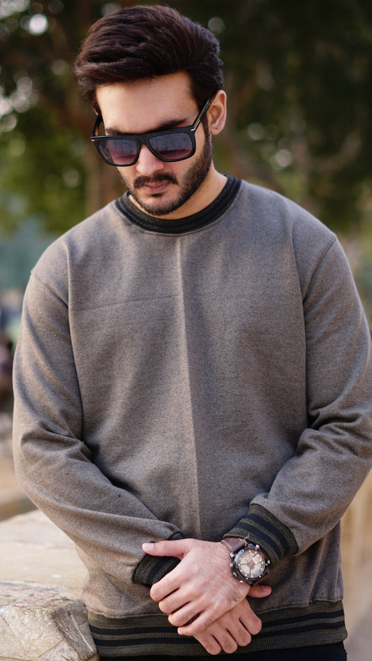 Twist Yarn Sweatshirts - Stylish & Comfortable Melanic Olive | The Divine Shop - Premium Sweatshirts from The Divine Shop - Just Rs.1699! Shop now at The Divine Shop