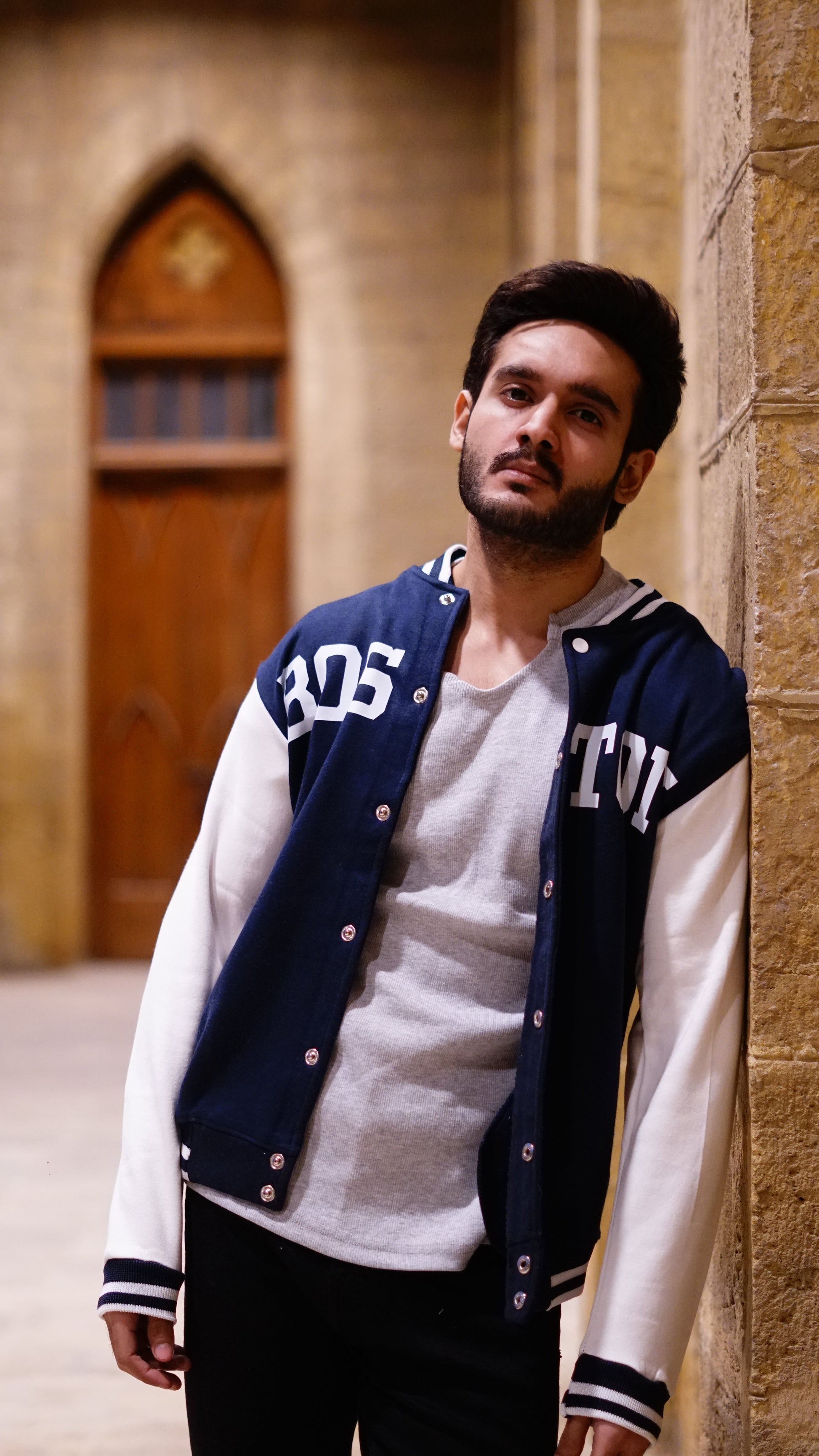 Navy Blue Boston Baseball Jacket - Premium Baseball Jacket from The Divine Shop - Just Rs.2999! Shop now at The Divine Shop