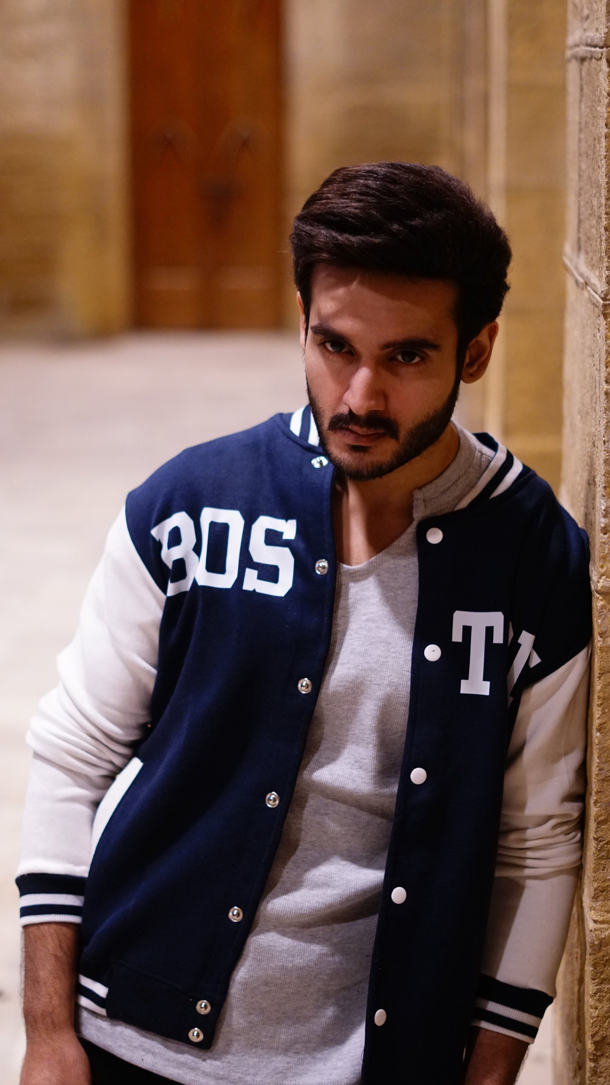 Navy Blue Boston Baseball Jacket - Premium Baseball Jacket from The Divine Shop - Just Rs.2999! Shop now at The Divine Shop