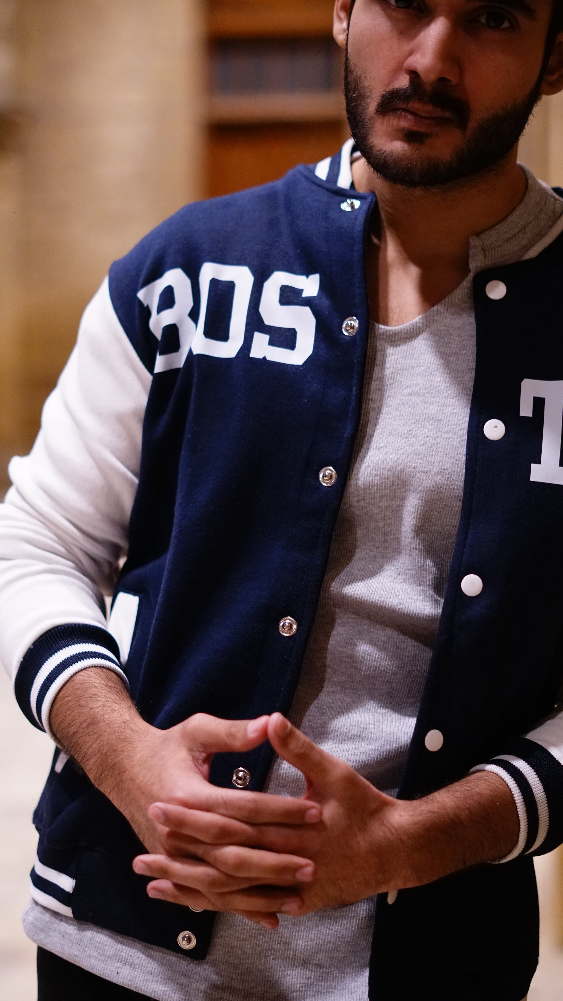 Navy Blue Boston Baseball Jacket - Premium Baseball Jacket from The Divine Shop - Just Rs.2999! Shop now at The Divine Shop