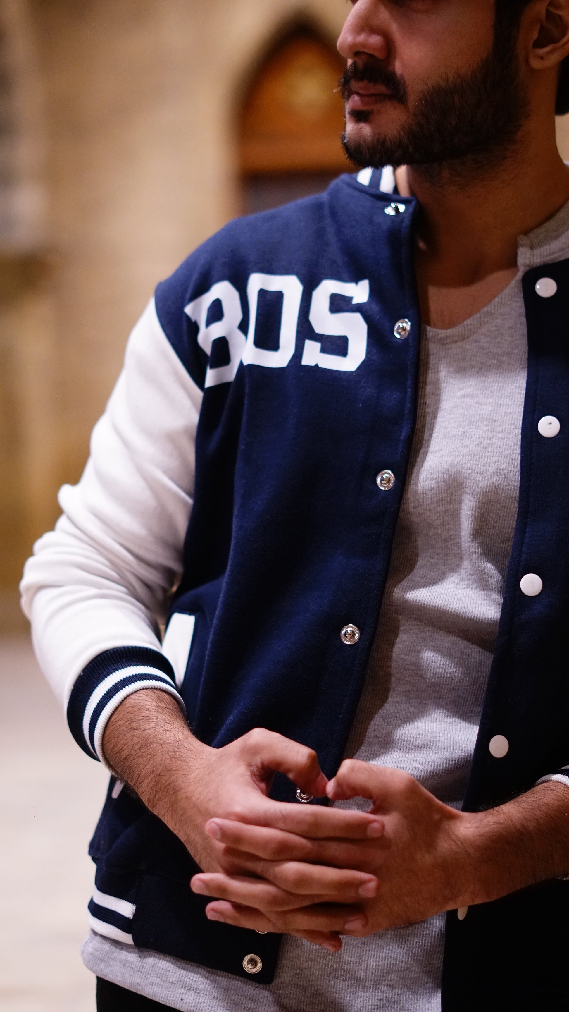 Navy Blue Boston Baseball Jacket - Premium Baseball Jacket from The Divine Shop - Just Rs.2999! Shop now at The Divine Shop