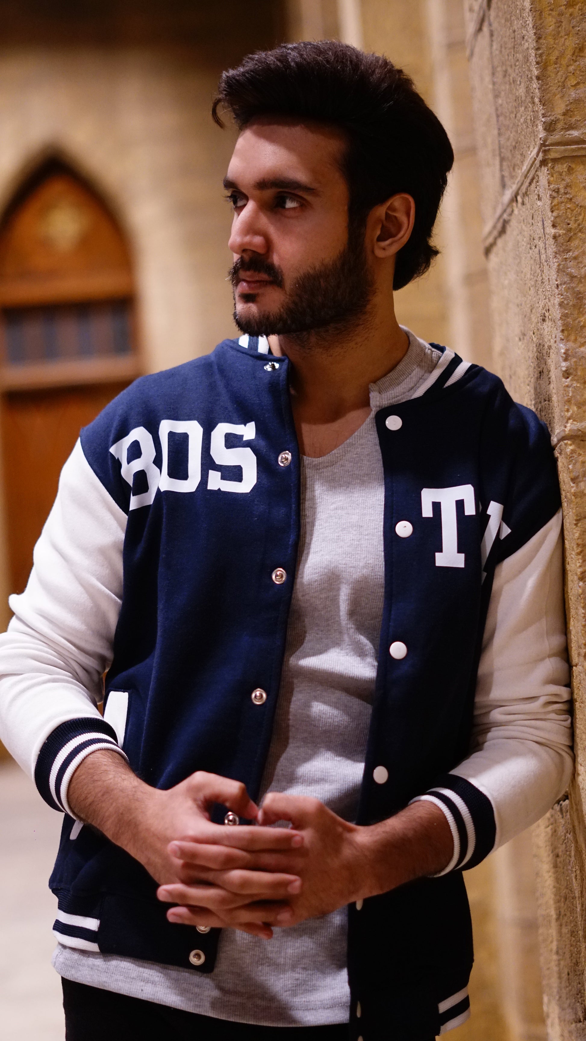 Navy Blue Boston Baseball Jacket - Premium Baseball Jacket from The Divine Shop - Just Rs.2999! Shop now at The Divine Shop