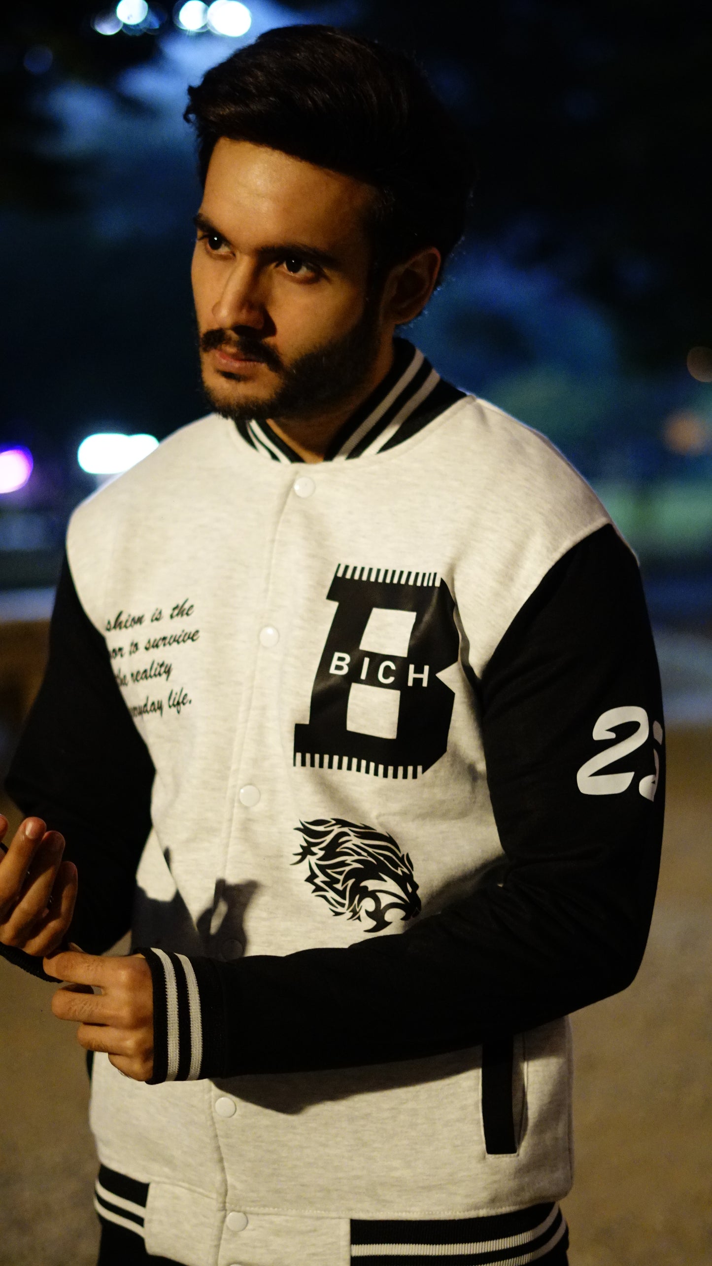 Bich Printed Zero Grey Baseball Jacket - Premium Baseball Jacket from The Divine Shop - Just Rs.2999! Shop now at The Divine Shop