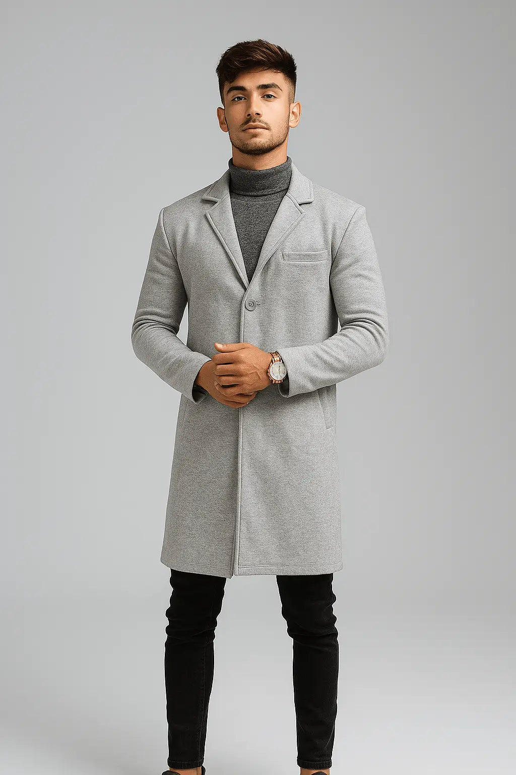 EPSOM Front Button Turkish Style Long Coat - Premium Long Coat from The Divine Shop - Just Rs.2299! Shop now at The Divine Shop