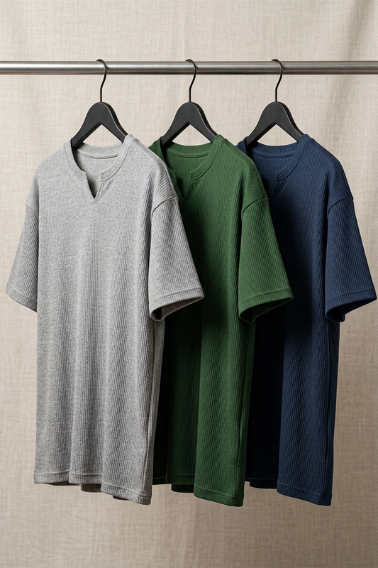 Bundles of 3 Mens fitted v neck knitted tees