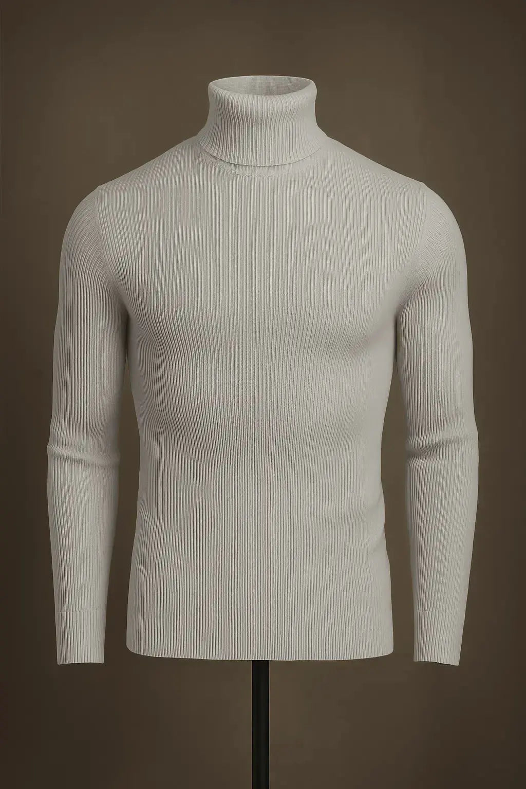 Gray ribbed turtleneck sweater - Premium High Neck from My Store - Just Rs.1999! Shop now at The Divine Shop