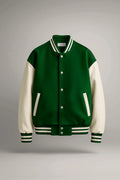 Green Baseball Varsity Jacket - Stylish & Classic Outerwear | The Divine Shop - Premium Baseball Jacket from The Divine Shop - Just Rs.2299! Shop now at The Divine Shop