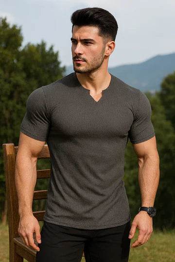 Mens knitted half sleeves shirt - The Divine Shop