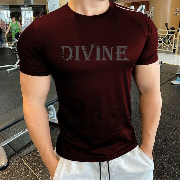 Divine Printed Dri Fit Tee In Maroon - Premium DRI-FIT T-Shirt from The Divine Shop - Just Rs.1499! Shop now at The Divine Shop