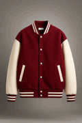 Maroon and white varsity jacket - Premium Baseball Jacket from The Divine Shop - Just Rs.2299! Shop now at The Divine Shop