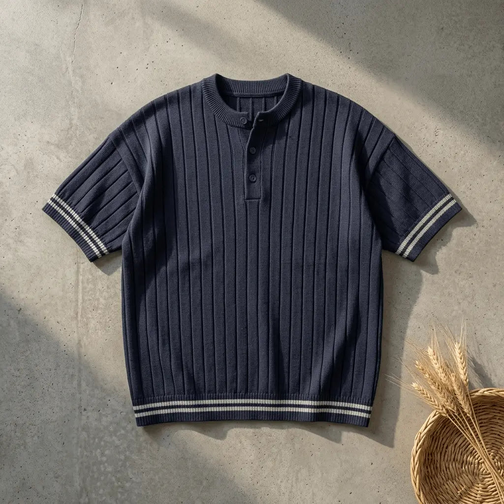 Bundles of 4 –Men’s Oversize Ribbed Henley T-Shirt - The Divine Shop