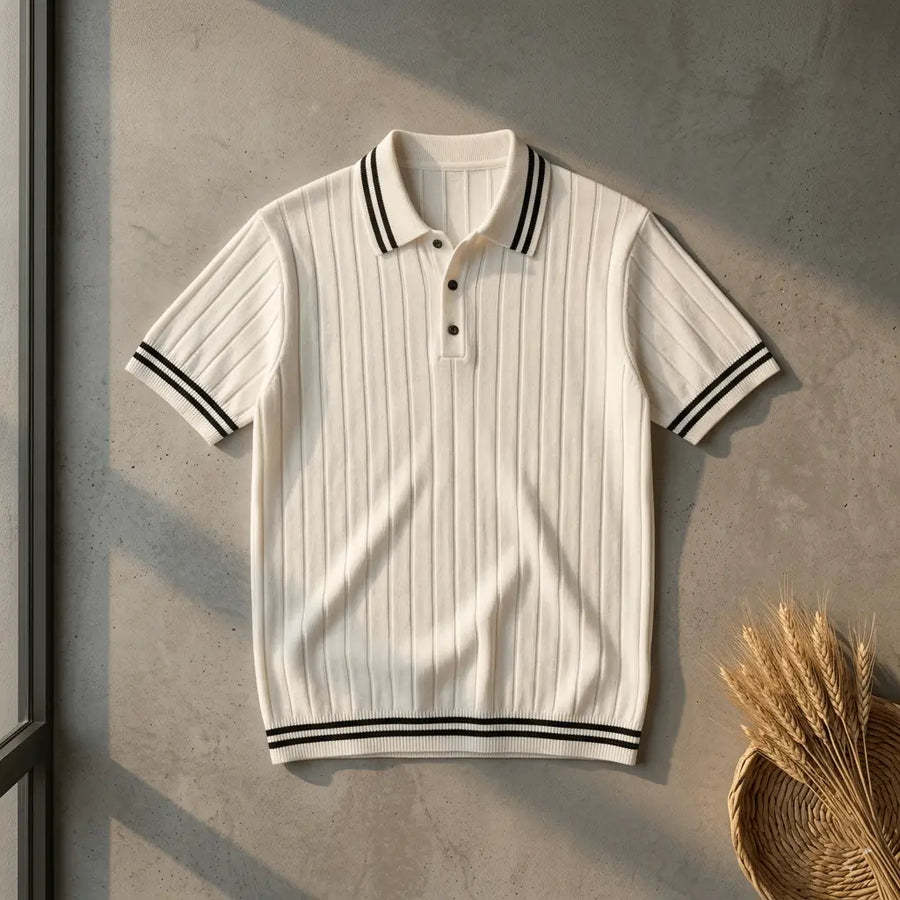 Men’s Premium Ribbed Same Collar Polo T-Shirt – White