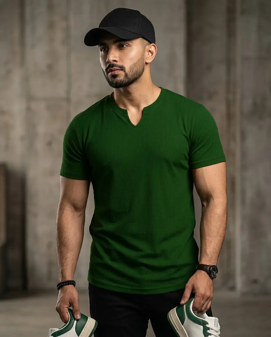 Mens knitted half sleeves shirt The Divine Shop