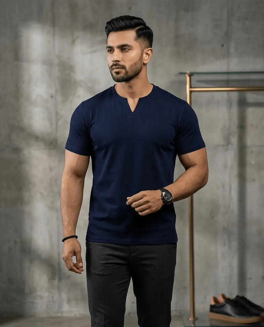 Mens knitted half sleeves shirt
