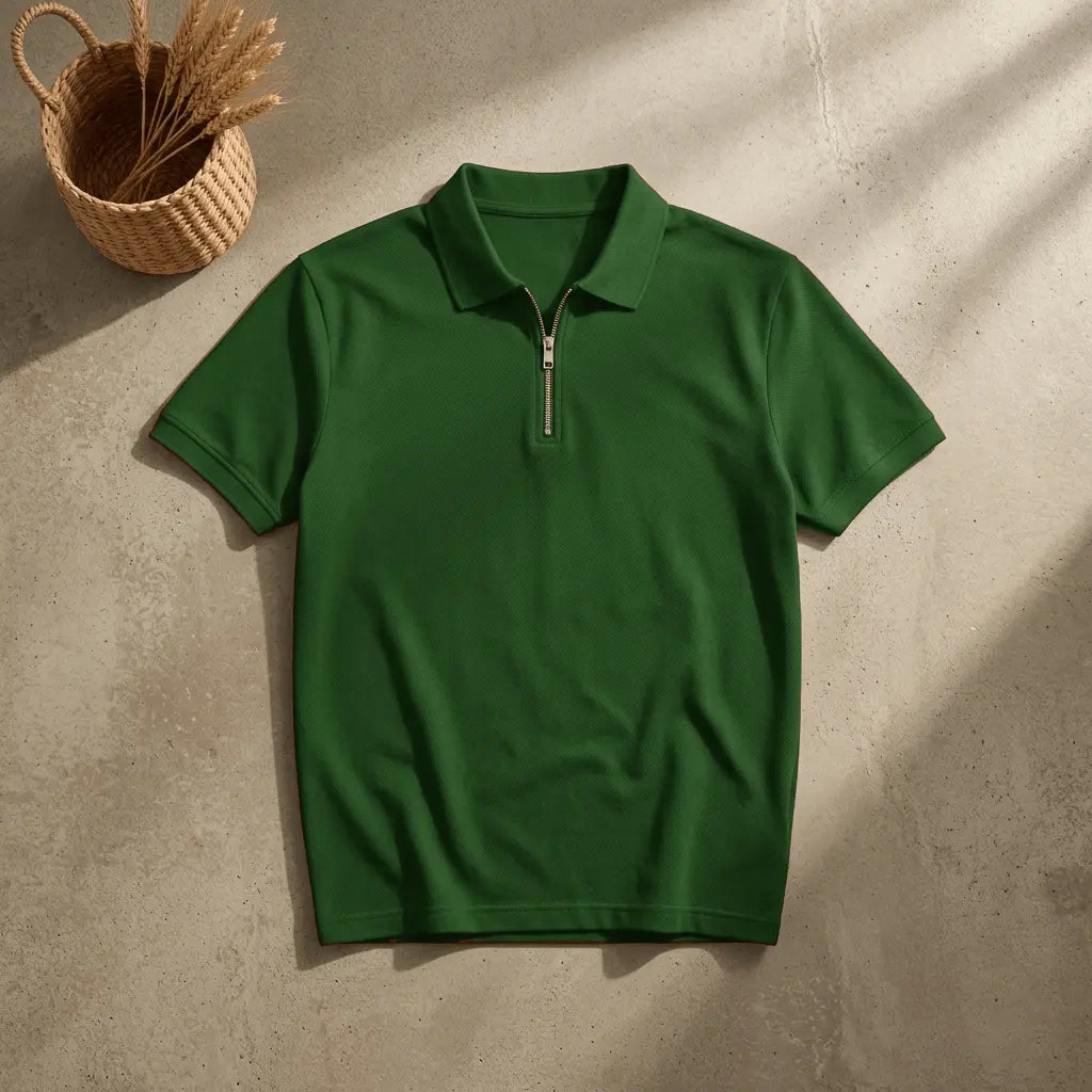 Mens zipper polo shirt - The Divine Shop