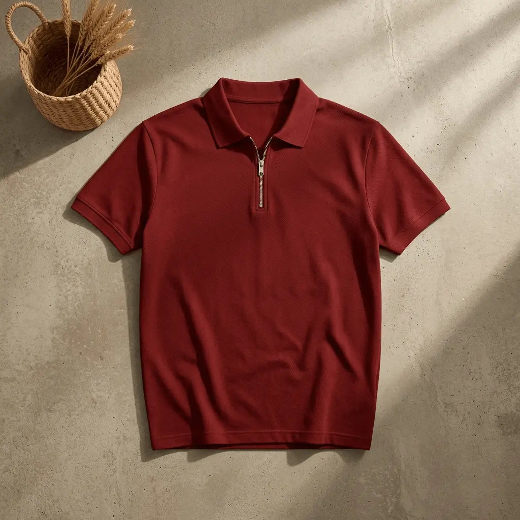 Mens zipper polo shirt - The Divine Shop