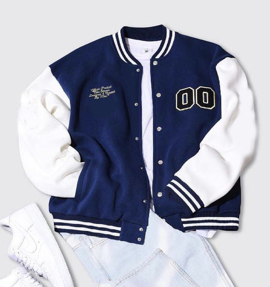 Baseball Jacket Navy and White Women 00 Printes - Premium Baseball Jacket from The Divine Shop - Just Rs.2499! Shop now at The Divine Shop