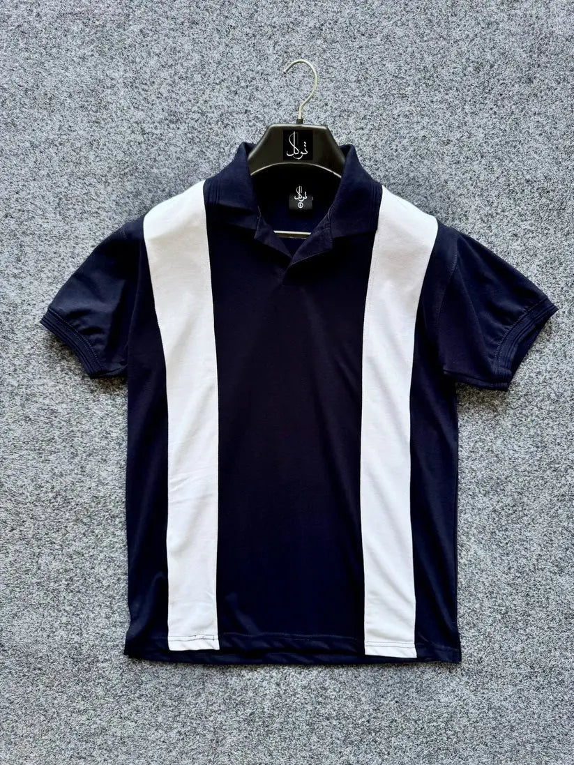 Navy and white classic blue polo shirt - The Divine Shop