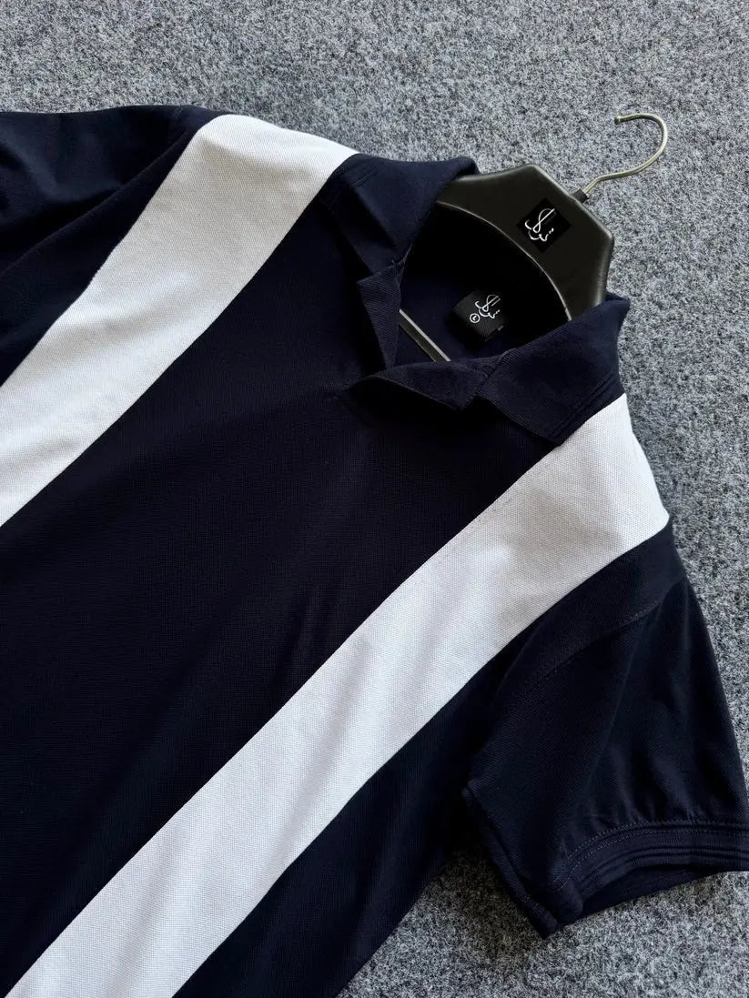 Navy and white classic blue polo shirt - The Divine Shop