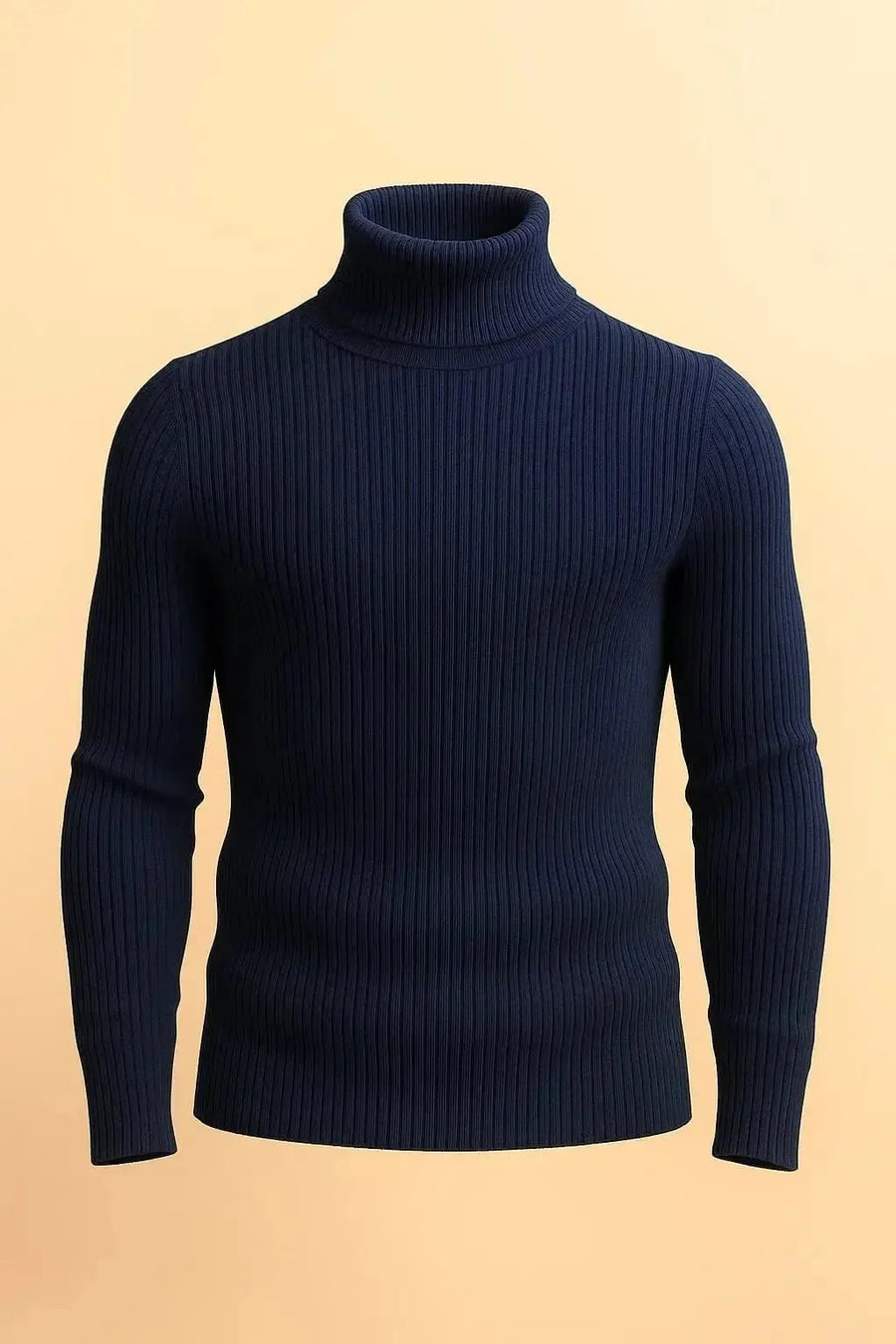Navy ribbed turtleneck sweater