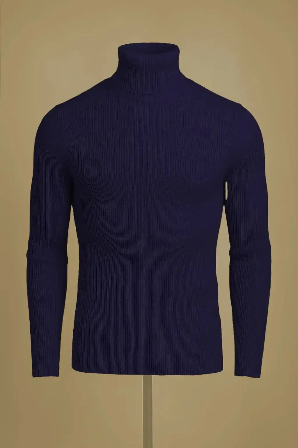 Navy ribbed turtleneck sweater - Premium High Neck from My Store - Just Rs.1999! Shop now at The Divine Shop