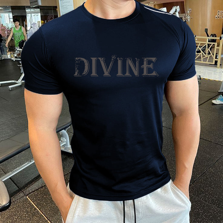 Divine Printed Dri Fit Tee In Navy Blue - Premium DRI-FIT T-Shirt from The Divine Shop - Just Rs.1499! Shop now at The Divine Shop