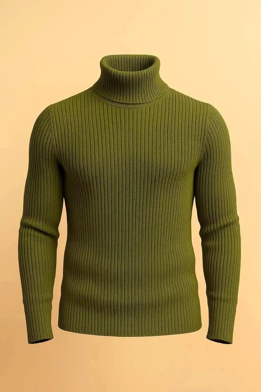 Olive green ribbed turtleneck sweater - Premium High Neck from My Store - Just Rs.1999! Shop now at The Divine Shop