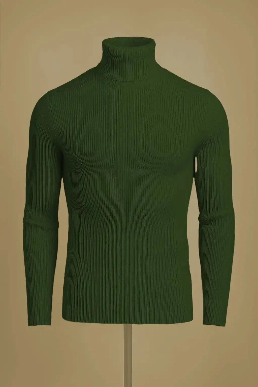 Olive green ribbed turtleneck sweater - Premium High Neck from My Store - Just Rs.1999! Shop now at The Divine Shop