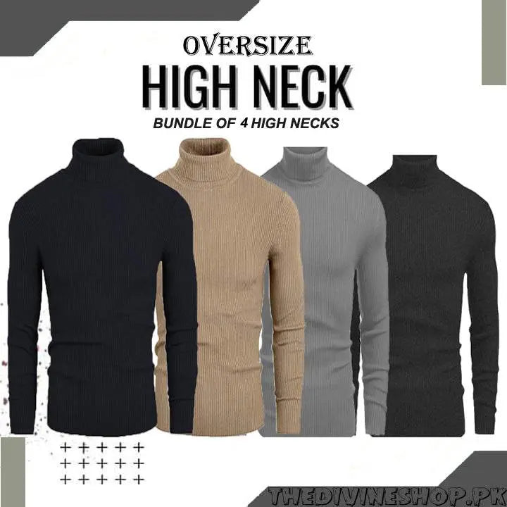 OverSize Bundles Of 4 Basic High Neck